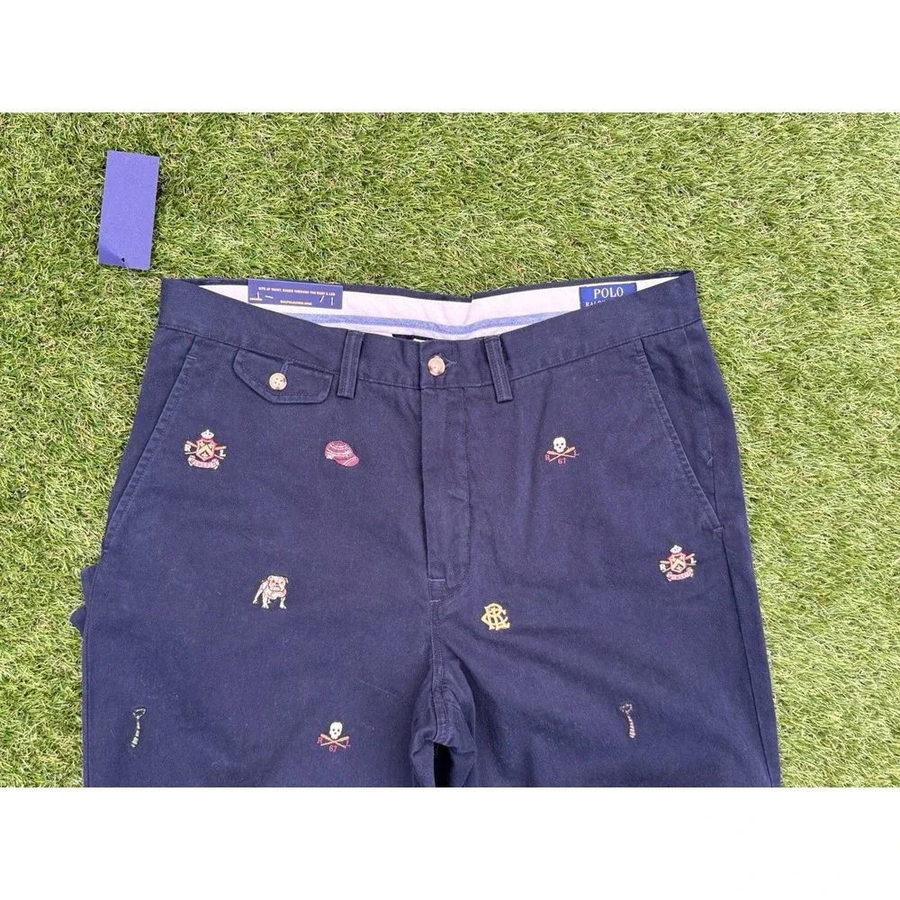 NWT Polo Ralph Lauren Embroidered Skull Preppy Twill Chino Pants W34×L30